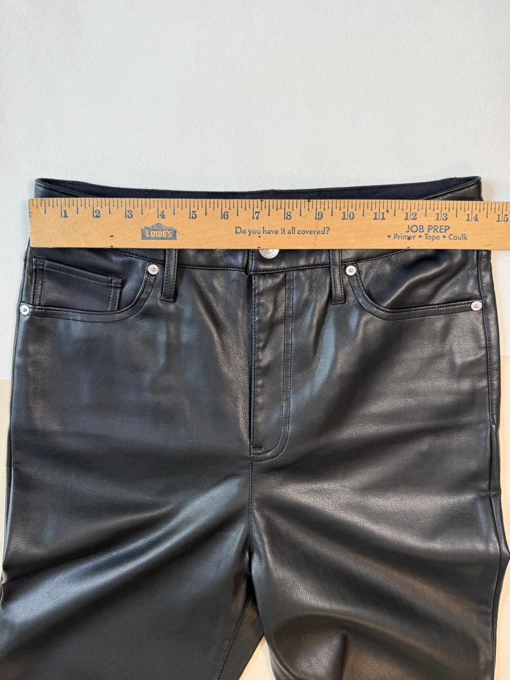 Express Super High-Rise 90s Slim Faux Leather Straight-Leg Pants - 8R - Picture 4 of 9